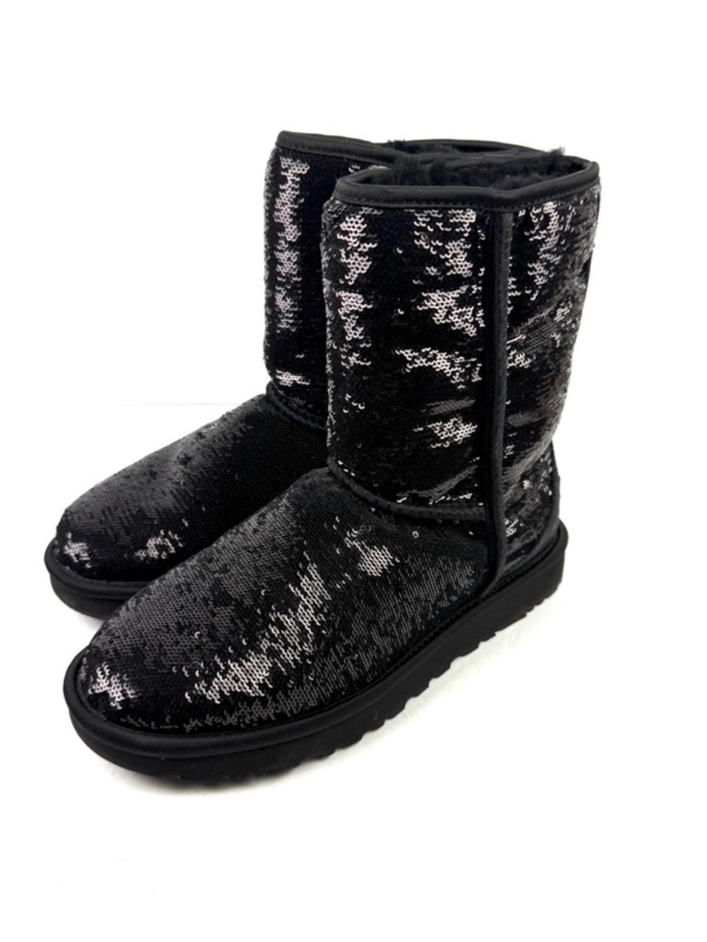 UGG Black Sequin Classic Short Booties